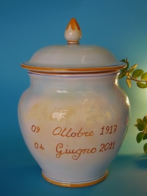 Albisola ceramics Art - Vase with date and name. Majolica